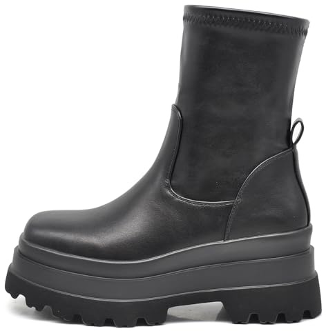 IF Scarpe Stivaletti Da Donna gambale sottile e morbido si adatta alla gamba Con Zeppa Plateau Platform HJ813 nero N.39