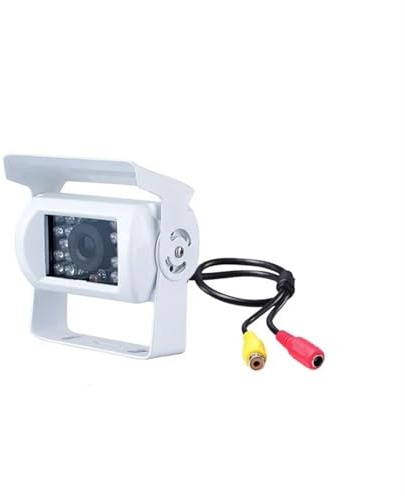 Caméras Recul Voiture Caméra De Recul pour Camion Blanc Robuste 18 LED IR Vision Nocturne pour Remorque Pick-up Camping-Car Caméra De Recul pour Véhicule Caméra Rétroviseur(with Lines(AV))