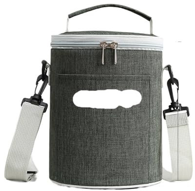 Bolsa Térmica Porta Alimentos Bolsa de almuerzo térmica de barril redondo portátil, caja refrigeradora aislada for estudiantes y trabajadores de oficina, contenedor de alimentos con correa for el homb