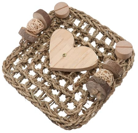 Toyvian Guinea Pig Cage Mat Rabbit Grass Mat Heart-shaped Woven Chewing Toy for Small Pets Cage Bedding Guinea Pigs Hamsters Chinchillas