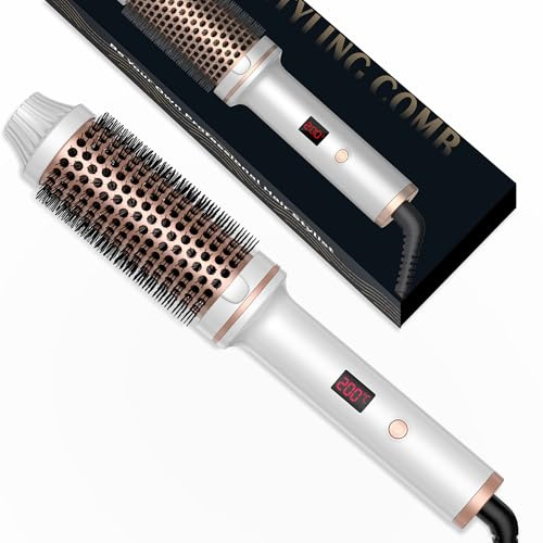 Thermal Brush Thermobürste 38mm, Lockenbürste 3 in 1 LCD Anzeige 120-200℃, Erhöhen Sie das Haarvolumen, Lose Locken, Glattes Haar, Leichte Kompakte Größe,Verwendet als Kamm, Glätteisen