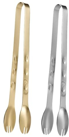 FIXOSHEE 2 piezas Pinzas para Servir Acero Inoxidable Pinzas Hielo y Azúcar Clip U Ergonómico para Buffet Barbacoa Fiestas y Cocina Diaria