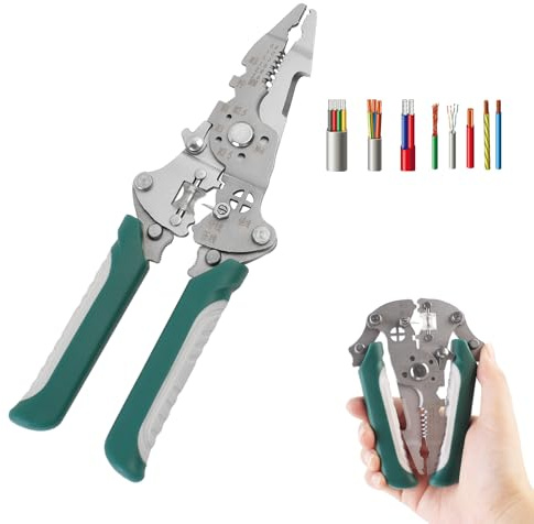 TRUTOPWAY 26-in-1 Wire Strippers, Professional Electrician Multitool with Folding Design - Nickel Chrome Steel Cable Stripper with Wire Cutting Pliers & Crimper for Electrical Work