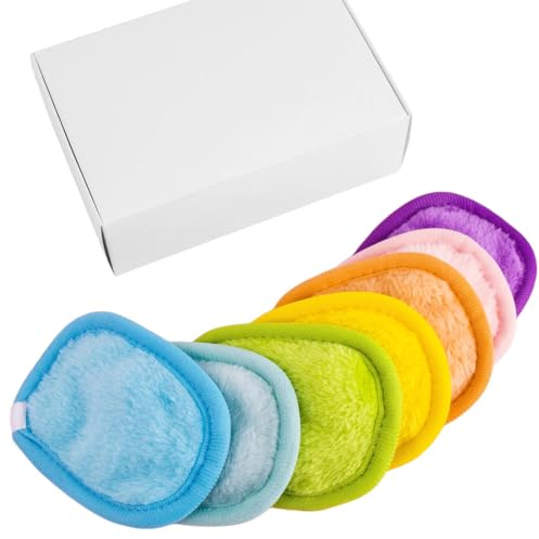KIRZAX 7 Pcs Coton Demaquillant Lavable, Lingette Demaquillante Lavable Double Face Disponible, Disque Démaquillant Réutilisable en Microfibres, pour le DéMaquillage Quotidien et le Lavage du Visage
