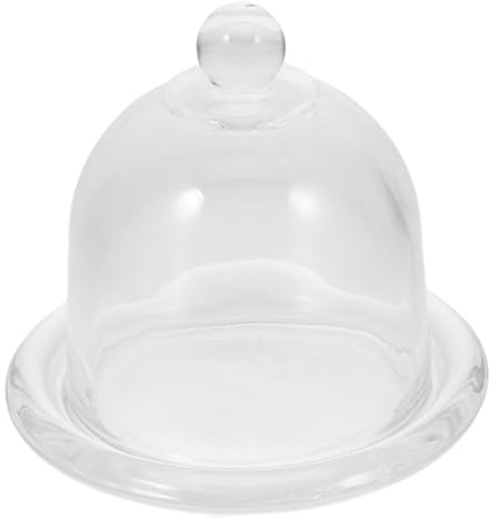 GARVALON Assiette à Gâteau en Verre avec Couvercle, Petit Format Blanc | Dôme Transparent Lisse, Style Élégant Luxueux, pour Pâtisseries Délicates, Fondants, Décoration Style Aléatoire