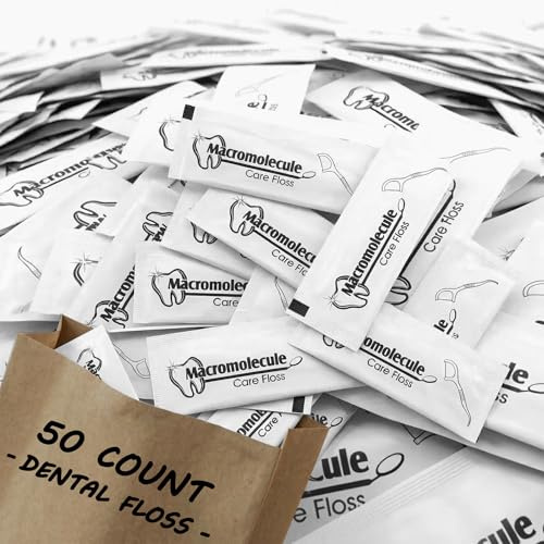 Individually Wrapped Dental Floss Picks, 50 Count Unflavoured Disposable Flossers, Portable Hygienic Travel Floss Sticks for On-the-Go, Travel Friendly for Easy Take Out Daily Oral Care