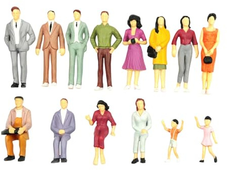 MagiDeal Painted Model Train Standing Posture People Figures (1:25 Scale 14pcs)