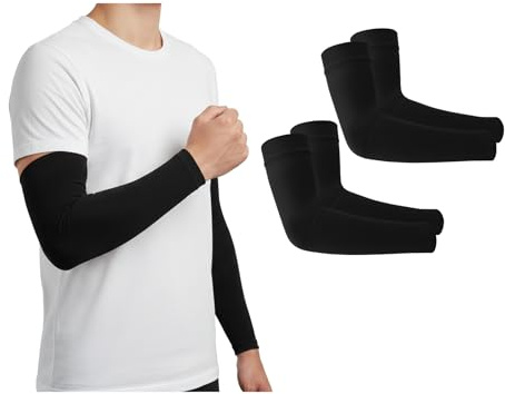 2 Pairs of Noir Manchette Bras Homme, Manchette Gaming, Anti Uv Sleeve