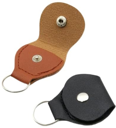 Nyckelring med plektrumhållare, 35st Guitar Pick Bag PU Läder Flerfärgad förvaringshållare Tillbehör(Mixed)