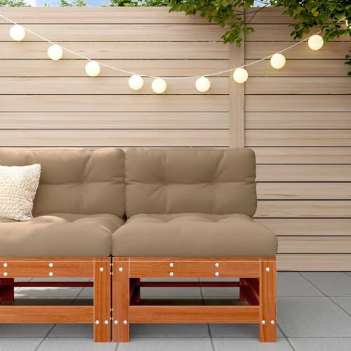 LoogCape Trädgård mittsoffa av massiv furu med vaxbotten, väderbeständigt trädgårdssoffa element för terrass och balkong, utbyggbar med loungesoffa