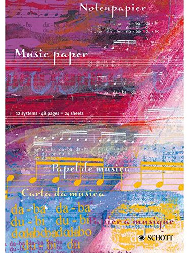 Notenheft Din A4 hoch: 48 Seiten, 24 Blatt, perforiert, 12 Systeme (Schott-Komponisten-Karte)