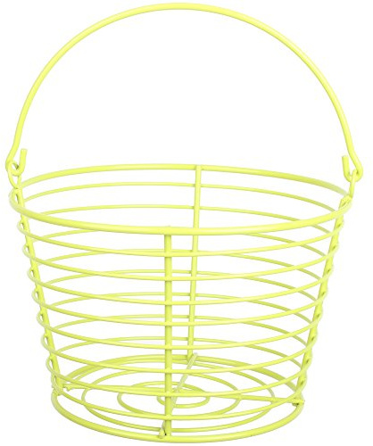 CrazyGadget® Country Farm Stye Strong Colour Metal Wire Egg Holder Stand Basket with Handle - Holds More Than 24 Eggs (Lime Green)