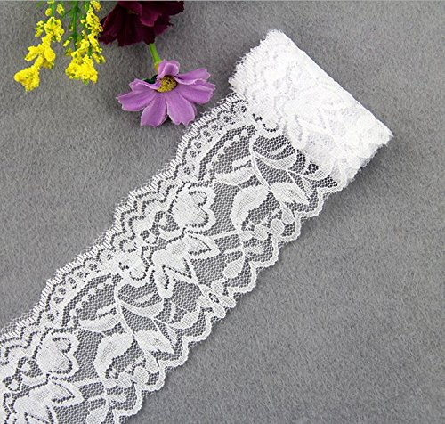 Yulakes Cenefa de encaje vintage de 10 yardas, 5,5 cm de ancho, borde de encaje, cinta decorativa, artesanía, cinta de lijado (blanco)