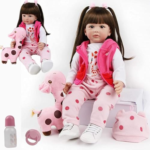 ZIYIUI 24 Zoll 60 cm Reborn Puppen Mädchen Kleinkind Vinyl Silikon Realistisch Lebensechte Reborn Babys Mädchen Neugeborenes Handgemacht Baby Spielzeug Geschenk Geeignet für 3 Jahre +