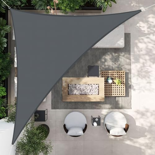 HENG FENG Sonnensegel Dreieckig Wasserdicht 4x4x5,65m, Anthrazit | Sonnenschutzsegel reißfestes PES 160g/m², 95% UV-Schutz & windstabil, mit Montageseilen für Terrasse/Garten/Balkon/Pool