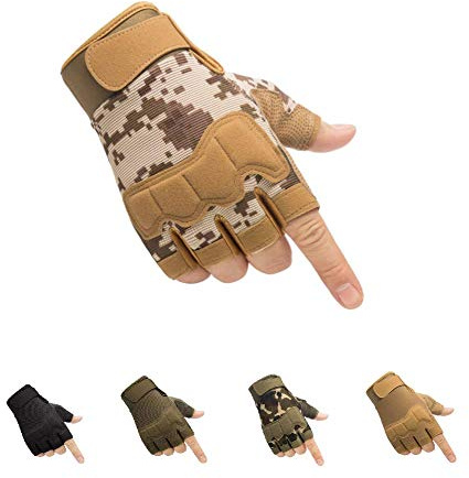 HYCOPROT Fingerless Tactical Gloves, Knöchelschutz Atmungsaktive leichte Outdoor-Militärhandschuhe zum Schießen Jagen Motorradfahren Klettern
