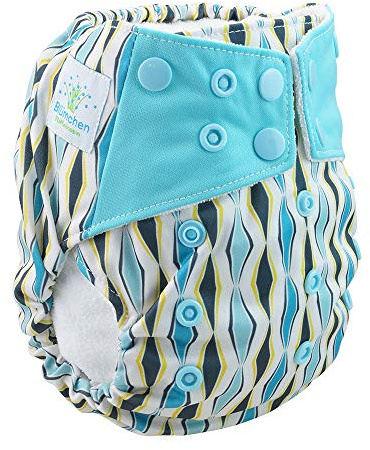 Blümchen All-in-One bambù OneSize Pannolino di Stoffa con bottoni a pressione (3,5-15kg) design geometrico diamante