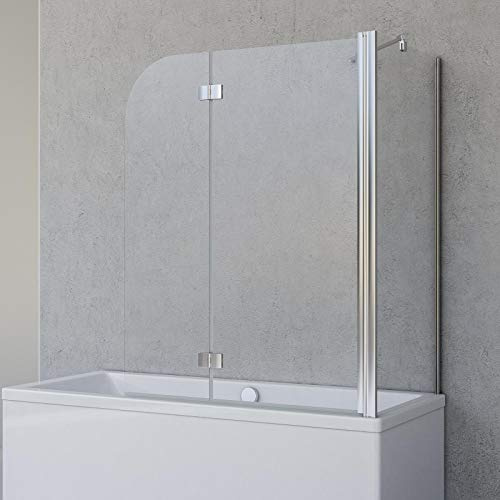 Schulte pare baignoire 112x142 cm + paroi 75 cm chromé réversible 2 volets | 2 volets avec paroi latérale rabattable verre trempé