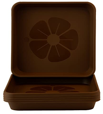 Home Garden Ornaments Sottovaso Quadrato Marrone Scuro 29x29cm Set da 5 - Sottovasi Quadrati - Sottovasi Plastica Resistente - Sottovasi per Piante da Interno (29x29cm, Marrone Scuro)