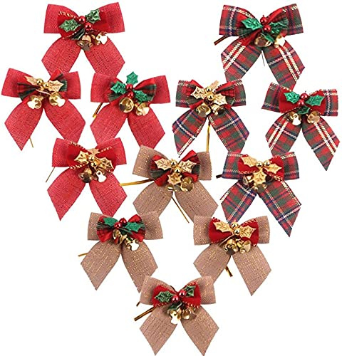 Noeuds de Noël avec des Cloches, pour décoration de Nouvel an (12 Pack)