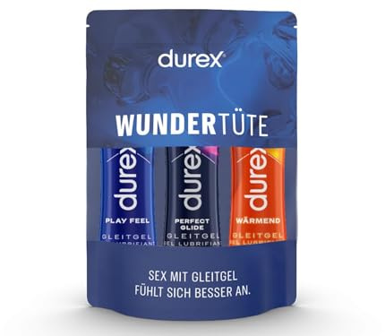 Durex Play Gleitgel Vielseitige Mixpackung für Frauen & Männer - (Feel, Wärmend & Perfect Glide) Set mit Gleitmittel auf Wasserbasis für Sex & kondomegeeignet (3 x 100 ml)