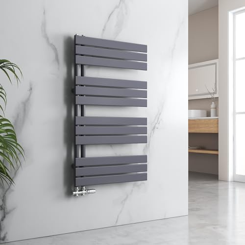 EMKE Radiateur de salle de bain plat 1320 x 600 mm - 798 W - Chauffe-serviettes - Sèche-serviettes - Raccordement central - Panneau de serviette - Raccordement latéral - Anthracite