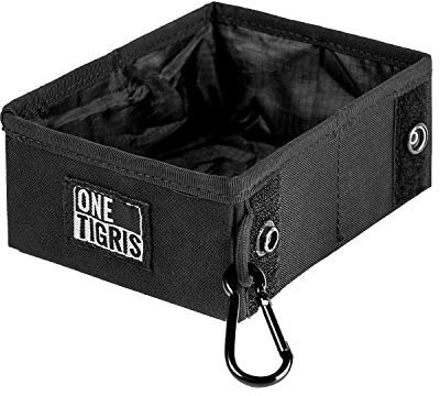 OneTigris Comedero Plegable para Perros, 1,4 L Cuencos de Agua portátiles para Viaje con mosquetón, 3.5CM Espesor, para viajes, Camping, cuenco portátil para agua y comida