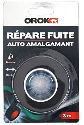 OROK - Cinta adhesiva aislante, industrial, cinta adhesiva antifugas de agua, 3 m x 25 mm, amalgamante negro, 100% impermeable, obstrucción por autosoldadura de la cinta, NC
