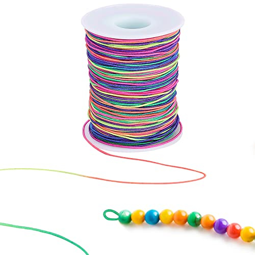 Giloty 100m Gummiband für Armbänder, 1mm Bunte Elastisches Schnur für Armbänder, Perlenschnur Gummifaden für DIY Schmuck, Halskette, Handwerk