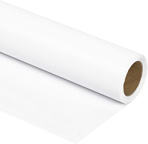 RUSPEPA Vitt glansig omslagspapper, enfärgat för bröllop, födelsedag, gratulationer och högtidsgåvor, 44,5 cm x 10 m