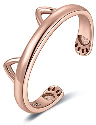 JewelryPalace-Ring Söt Kattass öppen Justerbar Ring 925 Silver, Silverringar Med Kattassmotiv 925 Damringar 925 Damringar, Damring Sterling Silver Fingerflickor, Gåvosmycken Rosegold