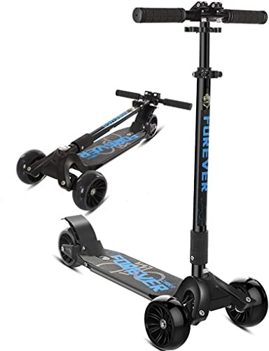 Mobilitätsroller, Roller für Erwachsene, 3-Rad-Roller, geeignet für Jugendliche, Faltbarer Leichter Einzelroller mit Blitzrad, Rutschfester Tretroller (Color : Blue)
