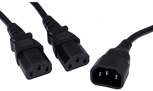 IEC C14 to 2 x IEC C13 Splitter Power Extension Cable,Kettle Lead for PC Monitor (30cm)-Black