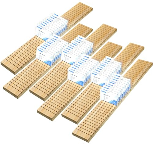Wesiti Namensschildhalter aus Holz, für Ausweise, Namensschild, Notizkarte, Organizer, Tischhalter, Schild-Dekoration für Büro, Geschäft, 60 x 8,9 x 1,9 cm, Holzfarbe, 6 Stück | Kartenhalter aus Holz für den Empfang, zum Organisieren von Geschäftsetiketten, Notizkarten, Schreibtischständer