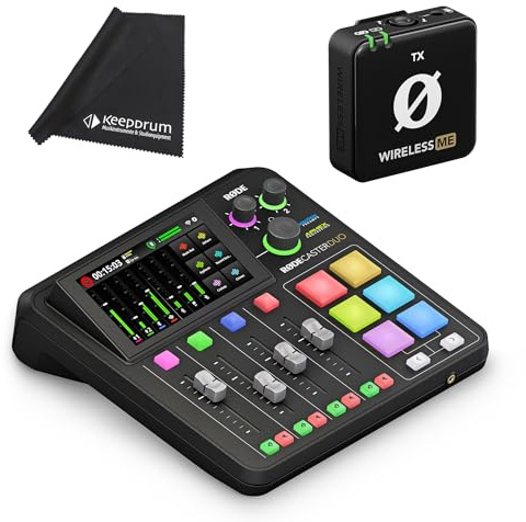 Rode Rodecaster Duo Podcast Station + Wireless ME-TX drahtlos Mikrofon + keepdrum Mikrofasertuch