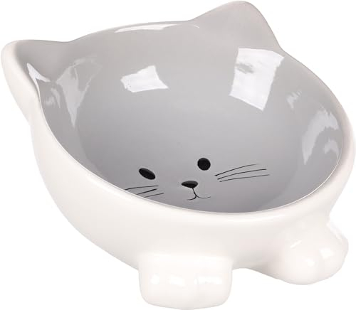 Katzennapf Keramik – 125 ml Ø13,8 cm – Elegante Schale für Katzen in Grau – Flamingo Katzennapf Puzi Grau