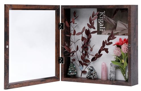 Muzilife Holz 3D Bilderrahmen zum Befüllen mit Öffnung 28x28cm | Objektrahmen Mit Stecknadeln & Dübel für DIY Shadow Box, Ostern Muttertag Geschenk Dunkelbraun