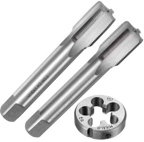 QUARKZMAN Juego de 3 Piezas de Machos y Terrajas Métricas M16 x 1 Machos Cónicos/Intermedios y Terraja Redonda Kit de Herramientas de Roscado Manual para Reparación de Roscas