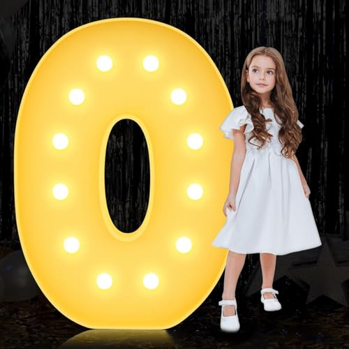 LED Marquee Letter Lights 3ft/4ft Large Marquee Light up Letters Pre-Cut Thick Foam Board Mosaic Numbers Kit with Light Bulbs for Wedding Party Home Bar Decor ( Color : Letter O , Size : 120cm/4FT )