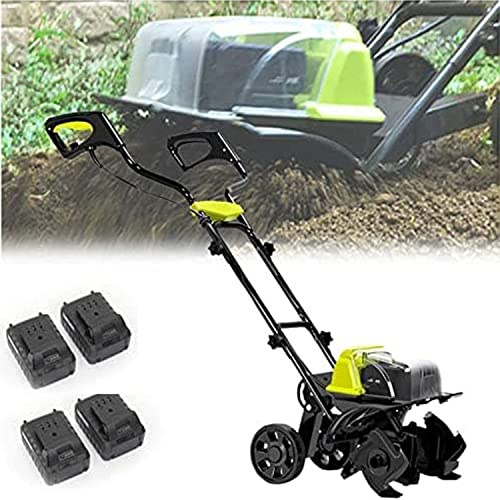 Rotavator Cordless Garden Tiller with Rechargeable Battery - Adjustable Cultivator for Cultivated Land WidthPerfect for Vegetable Plots - Includes Charger - Easy Garden Tillage