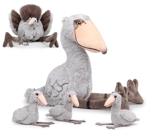lilizzhoumax Shoebill Stork Plush Toy 3pcs Bird | Mom With Baby Cute Cuddy Toys Realistic Stuffed Animal Super Soft Home Playtime Christmas Birthday Gift for Kids Girls Boys