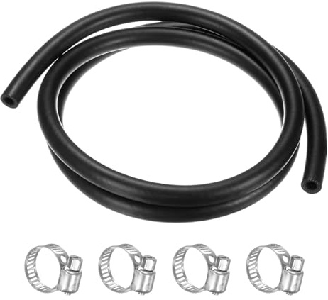 M METERXITY Fuel Line Hose, 5/16 8mm ID 15mm OD 4.9ft Length, NBR Rubber High Pressure Heat Resistant Gas Line Hose Oil Hose W 4pcs Clamps for Automotive Fuel Systems/Steam Emission/Engines