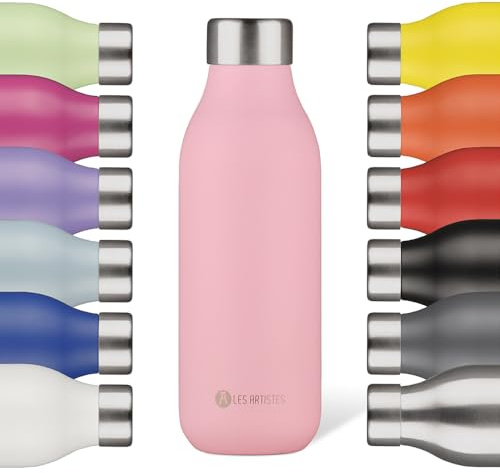 LES ARTISTES Paris A-6918 Bottle'Up 2.0, 500 ml, Gourde isotherme sans BPA, Réutilisable, Garde au chaud 12h et au froid 24h, Légère, Acier Inoxydable, Design Magnolia