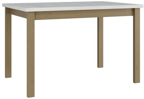 Mirjan24 Tisch für Esszimmer Awrolt I, Rechteckiger Esstisch, Ausziehbarer Tisch für Küche, L:120-150 x H:78 x B:80 cm, Küchentisch, Esszimmertisch, Praktischer Ausziehtisch (Weiß/Sonoma)