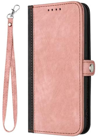 HAONANDE Funda Flip para Motorola Moto E40 / E30, Carcasa Libro con Tapa de Cuero Folio Magnética con Ranura para Tarjeta, Soporte, Antigolpes Protectora,Billetera Case Rosa