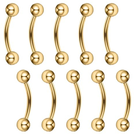Besyvvin 10stk Curved Barbell Piercing Augenbrauen Lippe Septum Rook 1,2mm Chirurgenstahl 6mm 8mm 10mm 12mm 14mm Augenbrauenpiercing