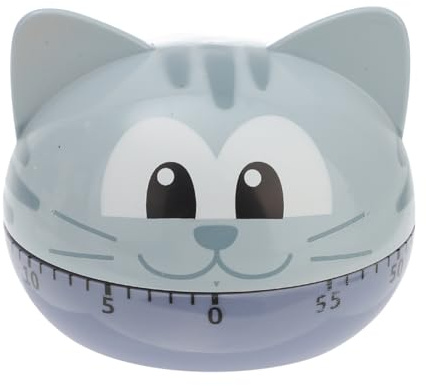 HOLIDYOYO Cartoon Cat Kitchen Timer Mechanical Countdown Timer No Battery Needed One Button Operation Manual Analog Minute for Cooking Baking Study Reminder Focus and Time Control