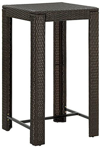 WKIEQACO Outdoor-Tische, Garten-Bartisch, 60,5 x 60,5 x 110,5 cm, Poly-Rattan, Braun