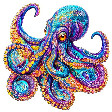 Jigfoxy Holzpuzzle Erwachsene, Octopus Holz Puzzle Erwachsen, Wooden Puzzle, Einzigartiges Lernspielzeug in Tierform für Freunde der Familie L-34 * 33.7cm-265pcs