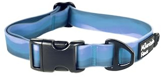 Mountain Paws Waterproof Nylon Adjustable Dog Collar, Sizes Small to Extra Large, Soft PVC Coating, Anti-Odour and Wipe Clean, Blue, Large